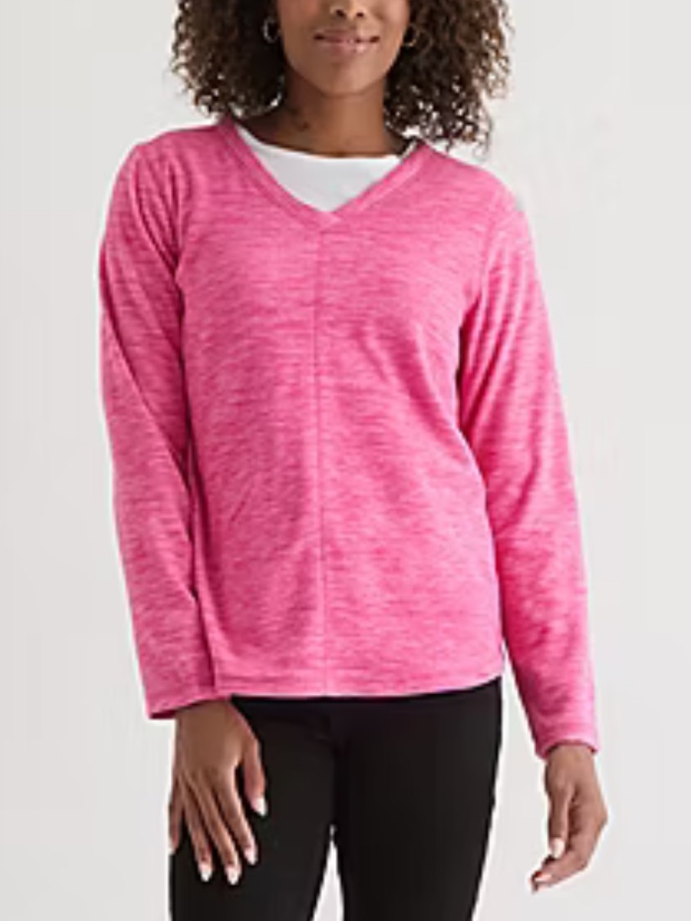 NWT Women’s Petite Small St. John’s Bay V-Neck Venus Pink Polar Fleece Top